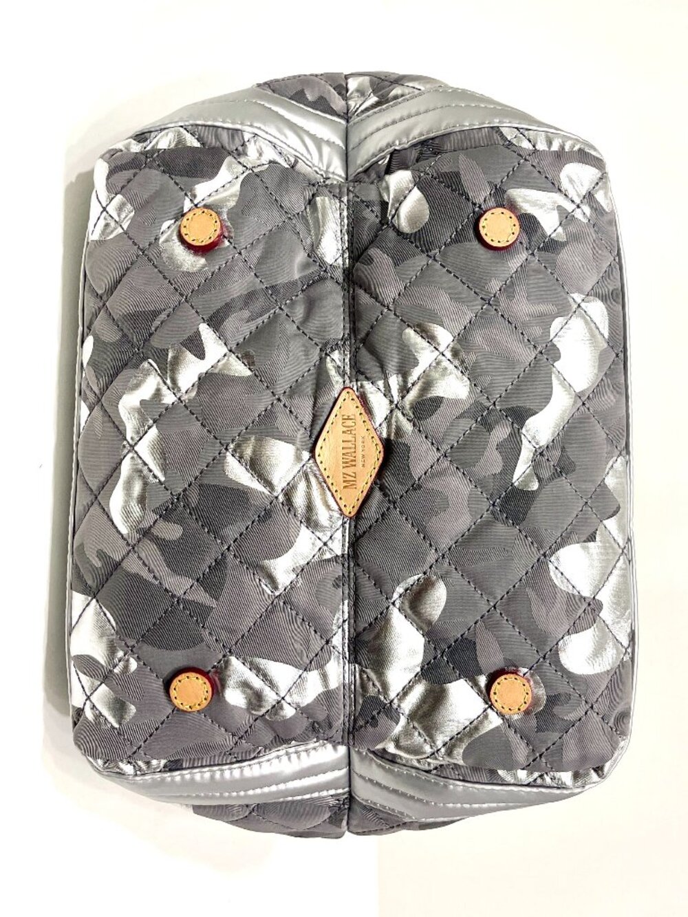 MZ Wallace Small Empire Tote | Silver Metallic Camo | Crossbody Strap + Pouch - Picture 3 of 9